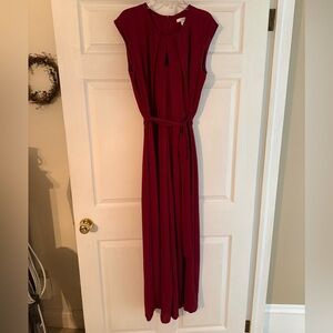 London Times Sleeveless Red Jumpsuit